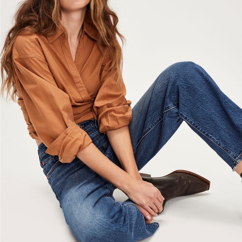 Levi’s Ribcage Straight Ankle Jeans from Free People Burgundy Corduroy